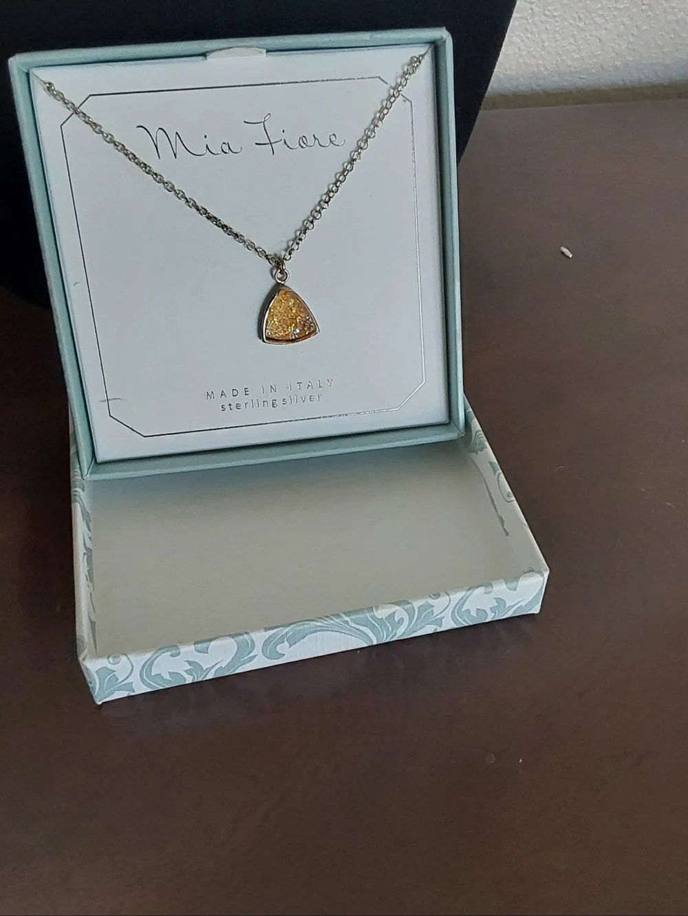 Mia Fiore Yellow Druzy Triangle Pendant Necklace‎ in Sterling Silver